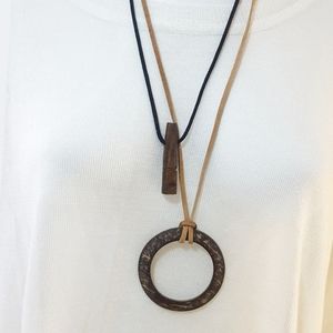 FREE Lot of X2🔥Vintage Boho Beach Long Necklaces Wood☆coconut Shell☆Leather